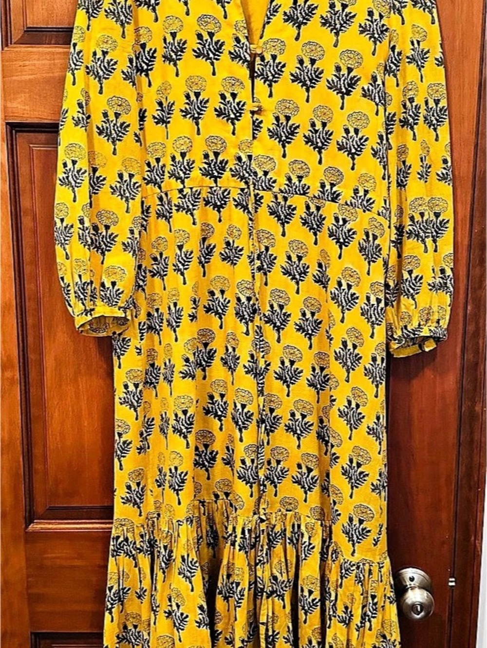 Emerson Fry Floral Maxi Dress in Yellow & Blue Size Small Like New
